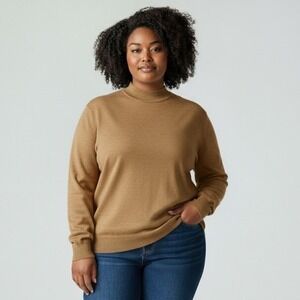 Vtg Womens Merino Wool Mockneck Pullover Sweater XXL Quiet Luxury Preppy Capsule